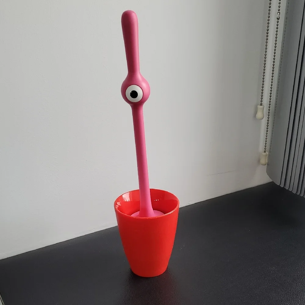 Pink and Red Alien Toilet Brush Set